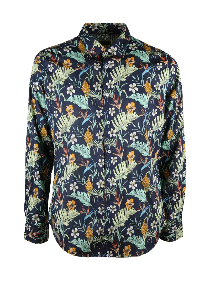 Camicia floreale da uomo in cotone a maniche lunghe - multicolore