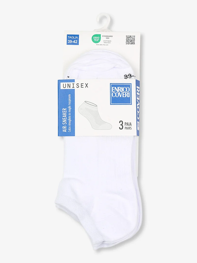 Confezione da 3 paia di calze corte traspiranti - bianco