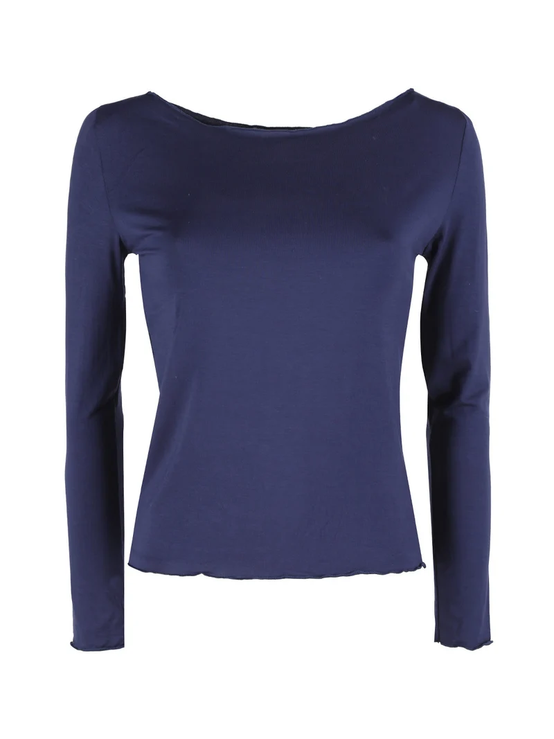 T-shirt donna a maniche lunghe in viscosa - blu scuro