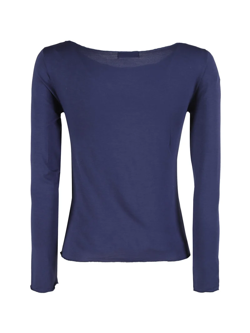 T-shirt donna a maniche lunghe in viscosa - blu scuro