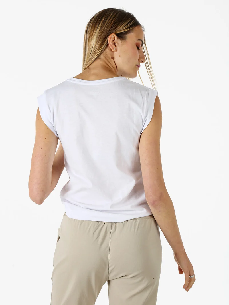 T-shirt donna in cotone con ricamo - bianco