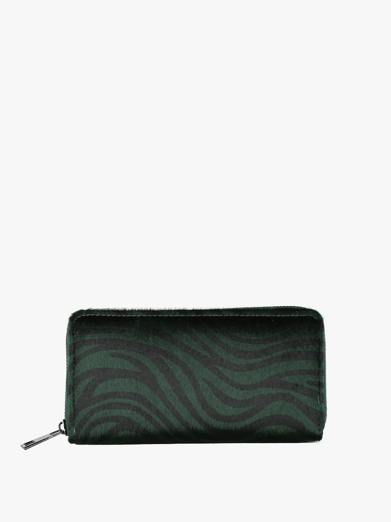 Portafoglio donna con pelo zebrato - verde