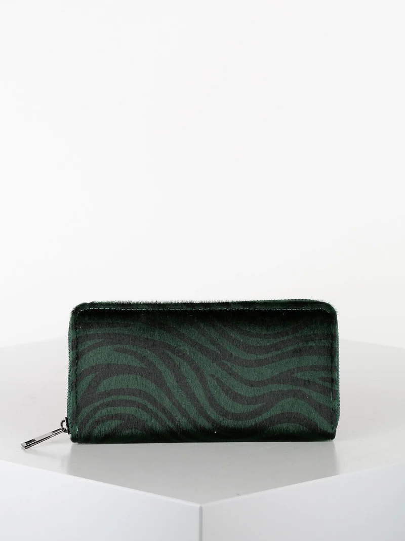 Portafoglio donna con pelo zebrato - verde