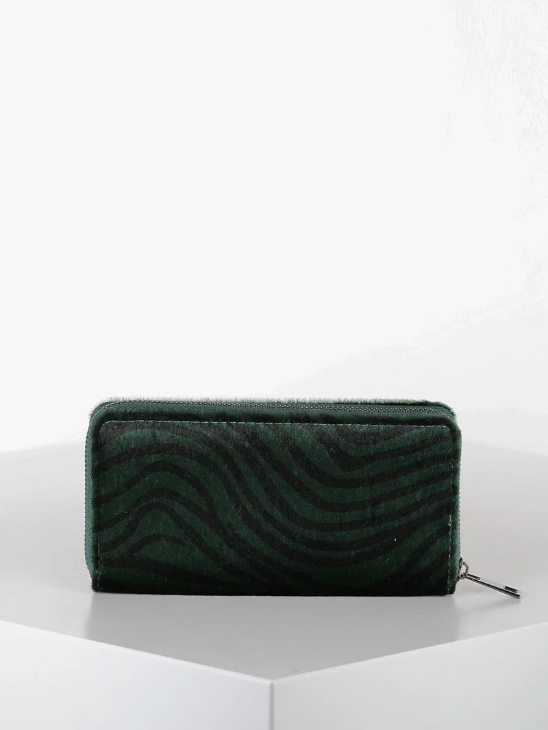 Portafoglio donna con pelo zebrato - verde