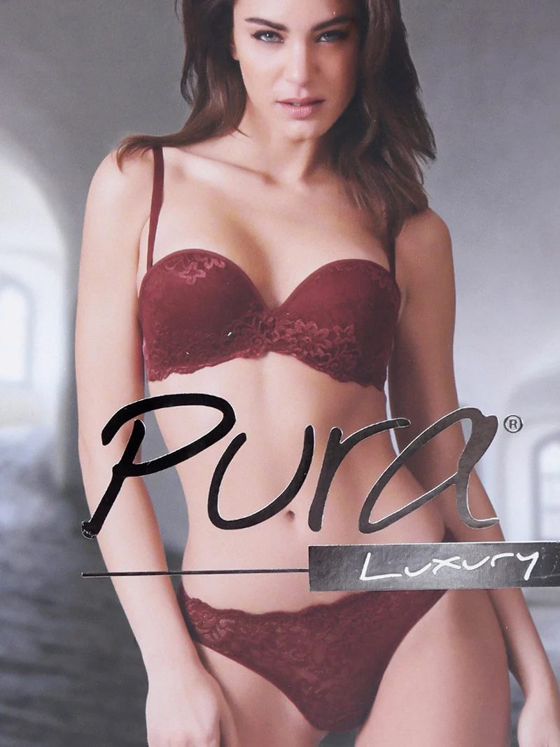 P0701C Fascia imbottita graduata + slip in pizzo - bordeaux
