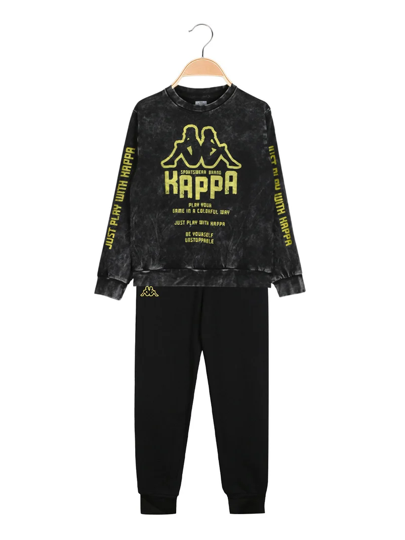 Completo tuta 2 pezzi da ragazzo in cotone con logo - nero