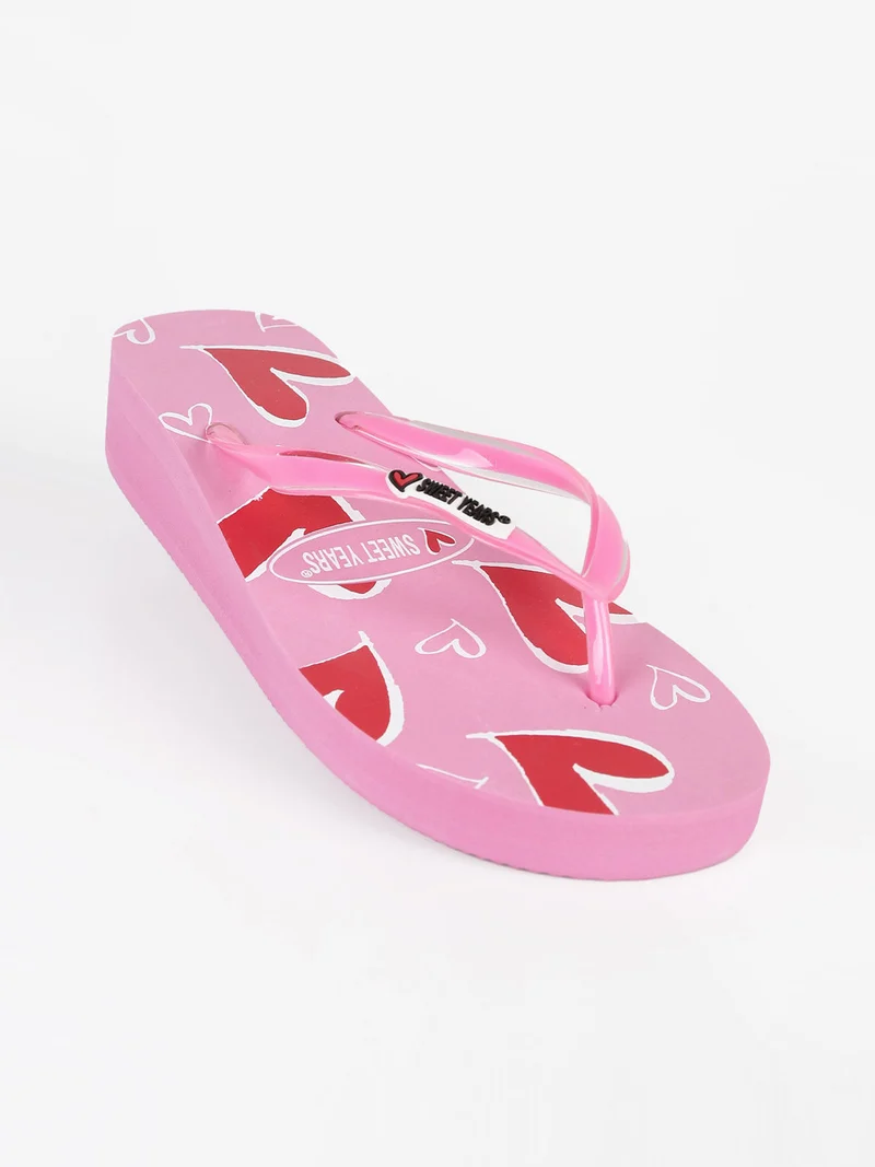 Infradito donna in gomma con zeppa - rosa