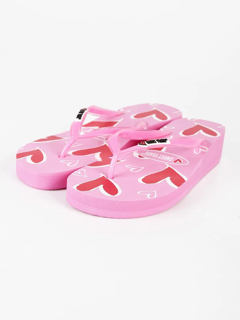 Infradito donna in gomma con zeppa - rosa