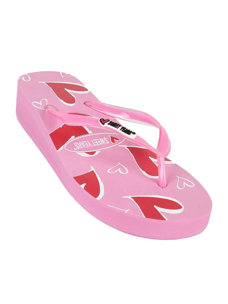 Infradito donna in gomma con zeppa - rosa