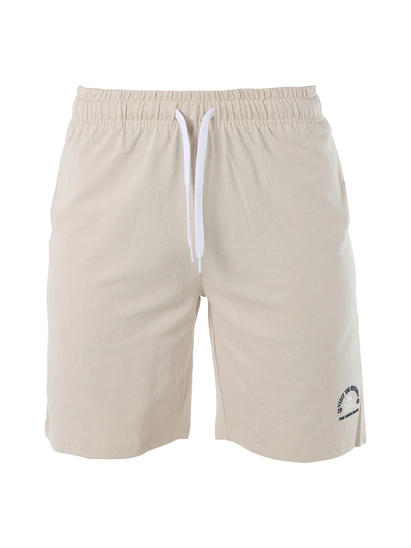 Bermuda sportivi da uomo con logo e coulisse - naturale