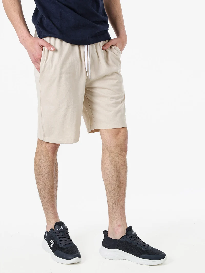 Bermuda sportivi da uomo con logo e coulisse - naturale
