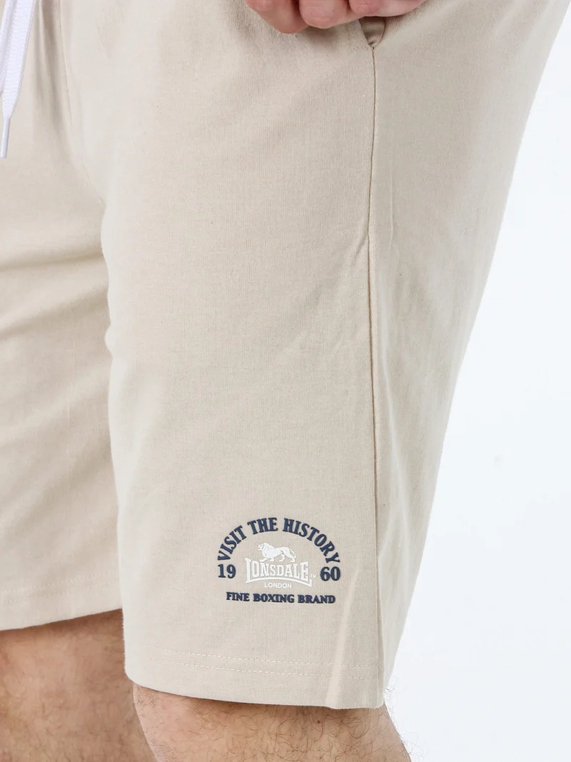 Bermuda sportivi da uomo con logo e coulisse - naturale