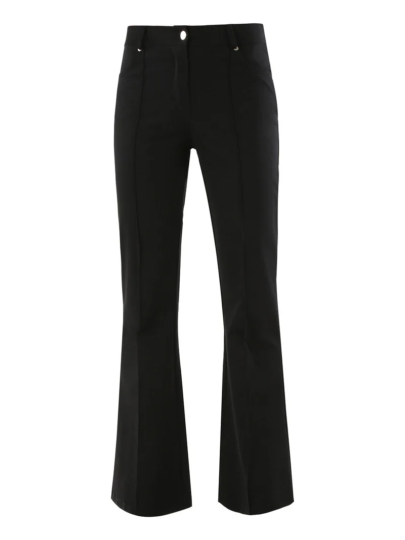 Pantaloni donna a zampa con cucitura centrale - nero