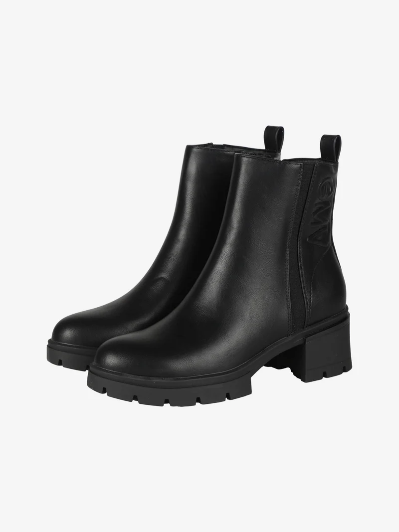 Stivaletti donna con tacco e plateau - nero