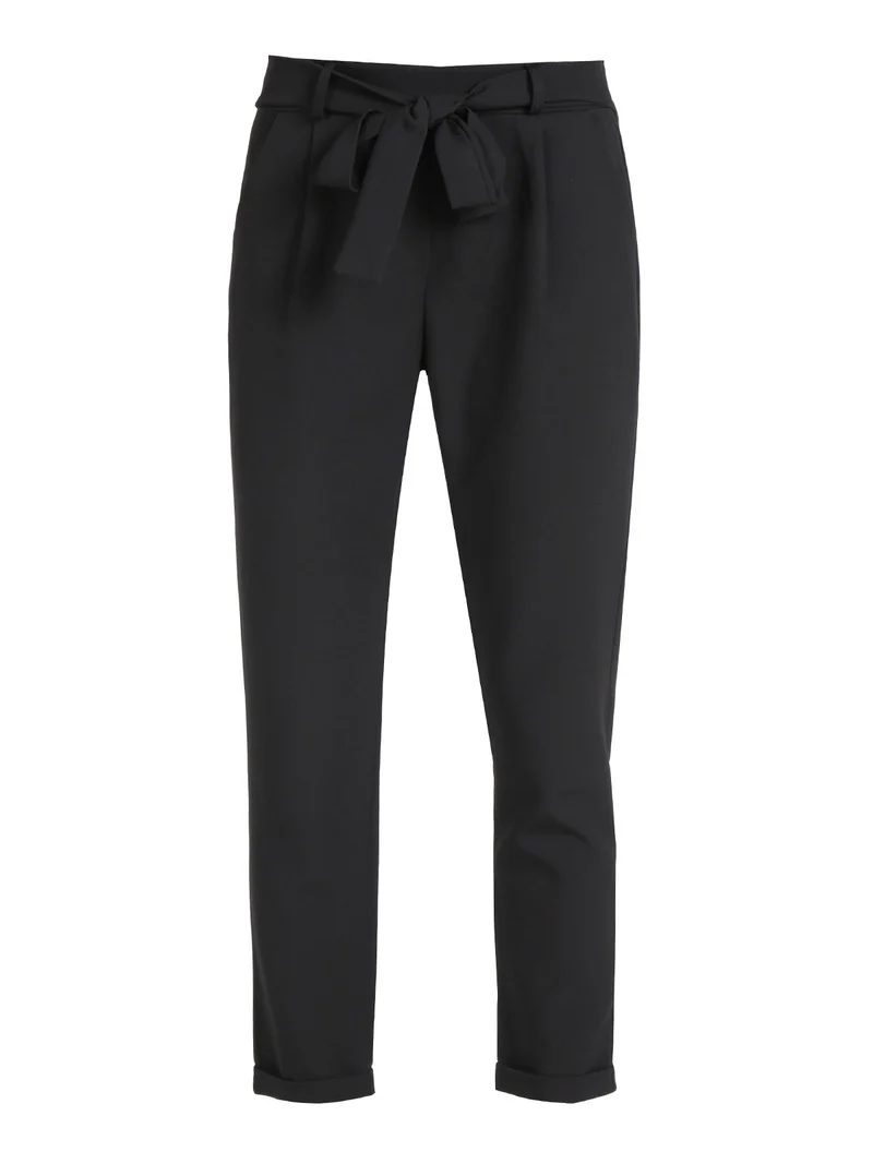 Pantaloni classici da donna con risvolto - nero
