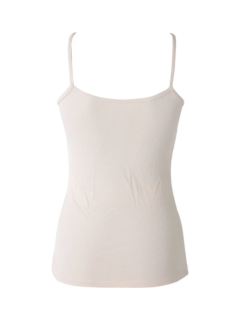 Top donna a costine in bamboo - sabbia