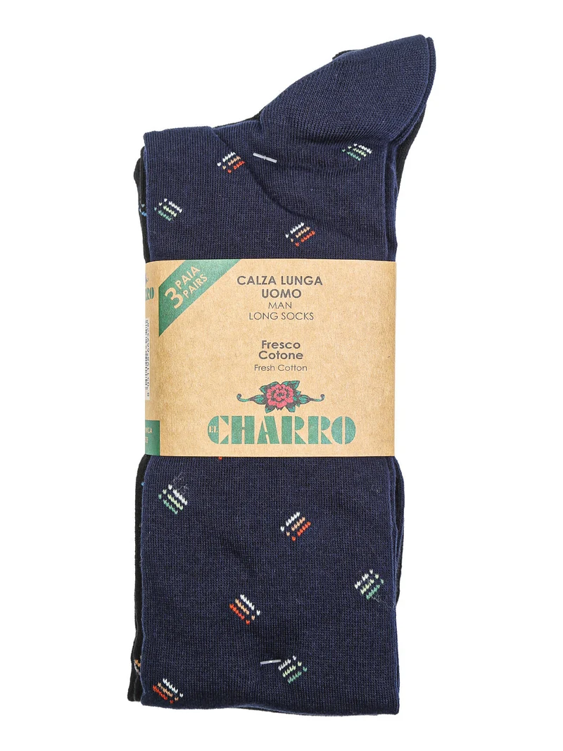 Confezione da 3 paia di calze lunghe da uomo in cotone - nero