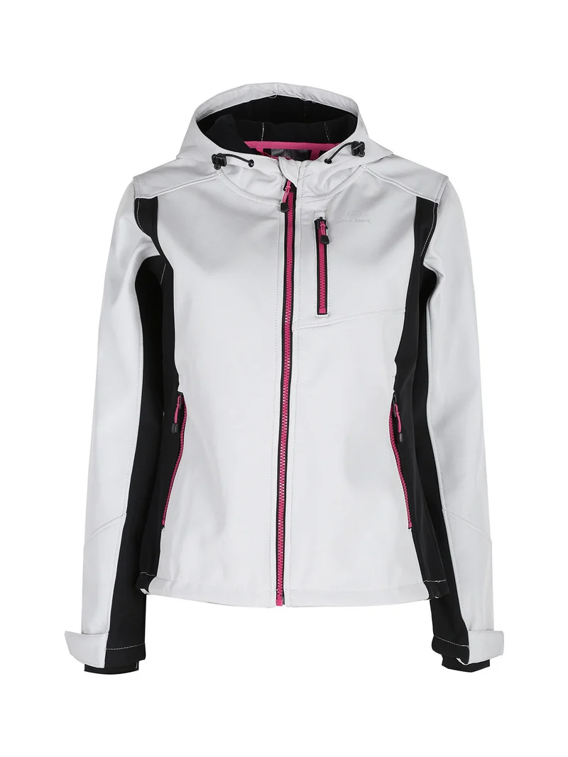 Giacca da donna impermeabile bicolore con cappuccio e interno in pile - grigio