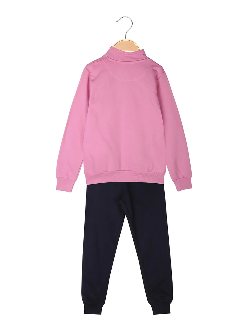 Completo da bambina 2 pezzi con zip - rosa