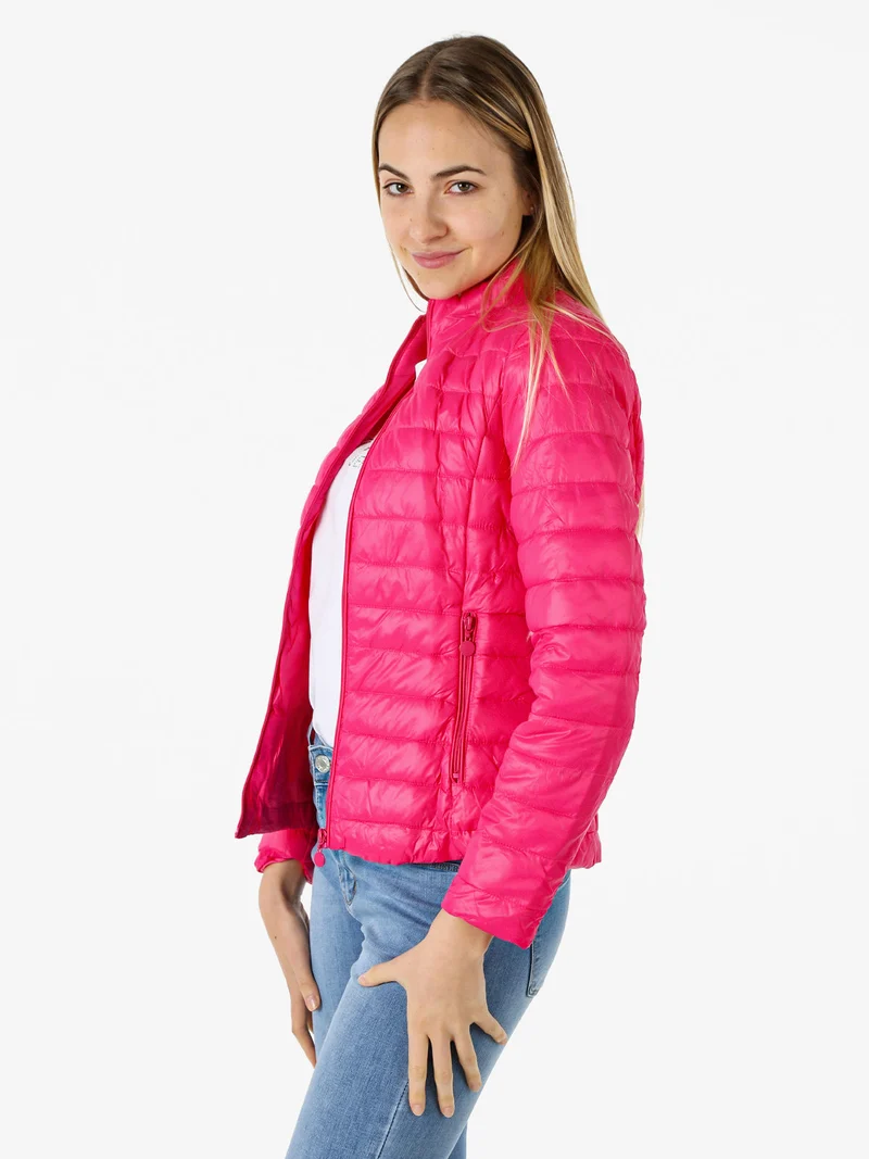 Giubbino donna imbottito modello 100 grammi con zip - fucsia