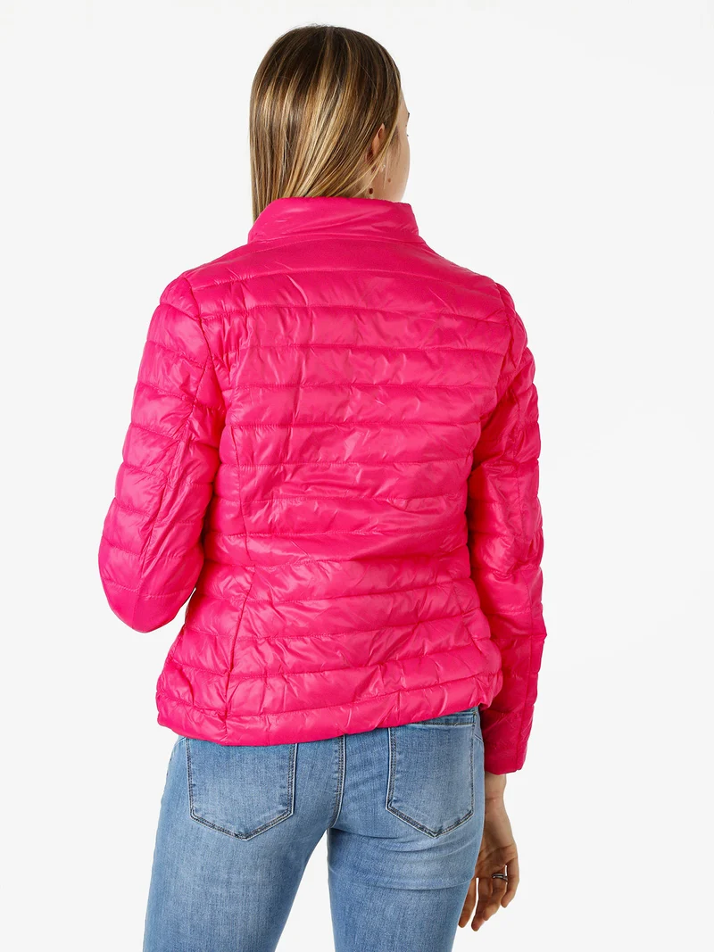 Giubbino donna imbottito modello 100 grammi con zip - fucsia