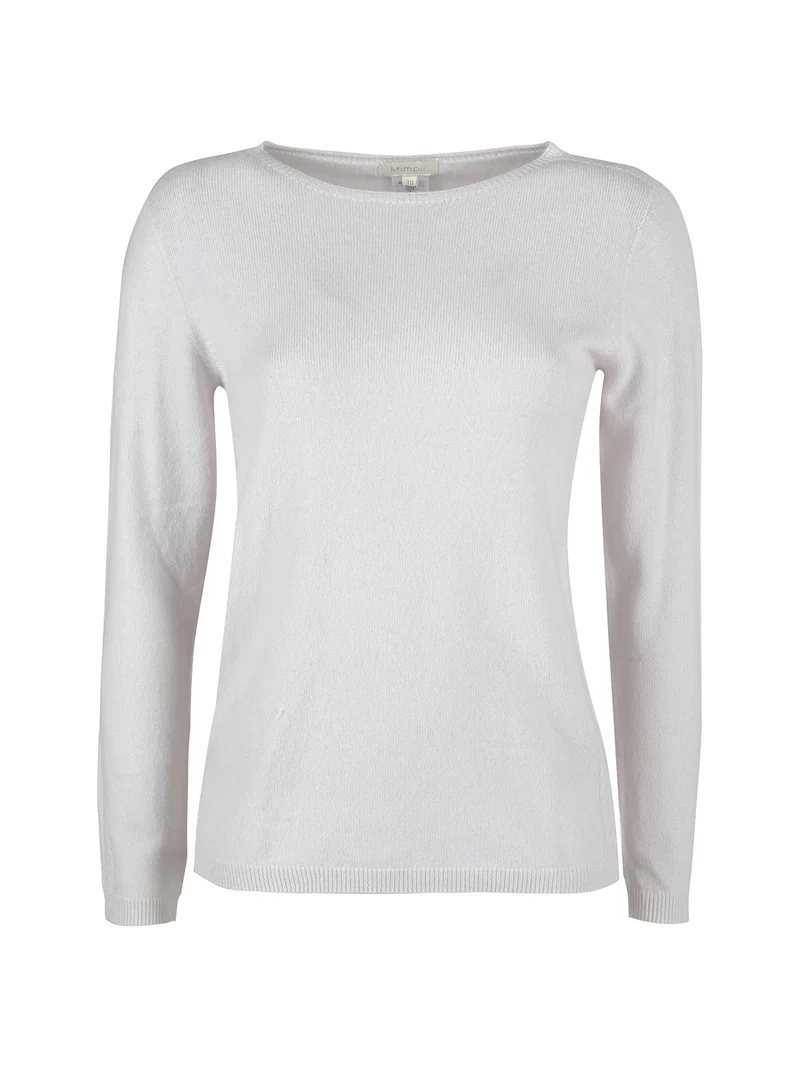 Maglione donna tinta unita in misto lana e cashemere - perla