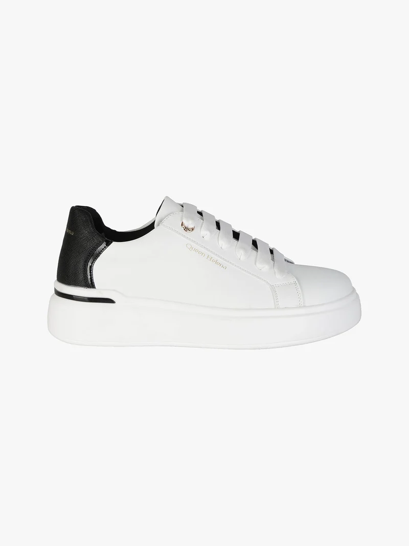 Sneakers donna stringate con suola alta - bianco
