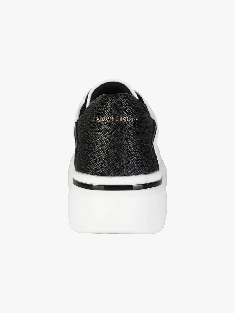 Sneakers donna stringate con suola alta - bianco