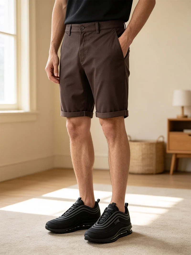 Bermuda da uomo in cotone con stampa micro texture - taupe