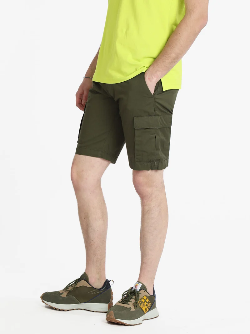 Bermuda in cotone da uomo modello cargo - verde