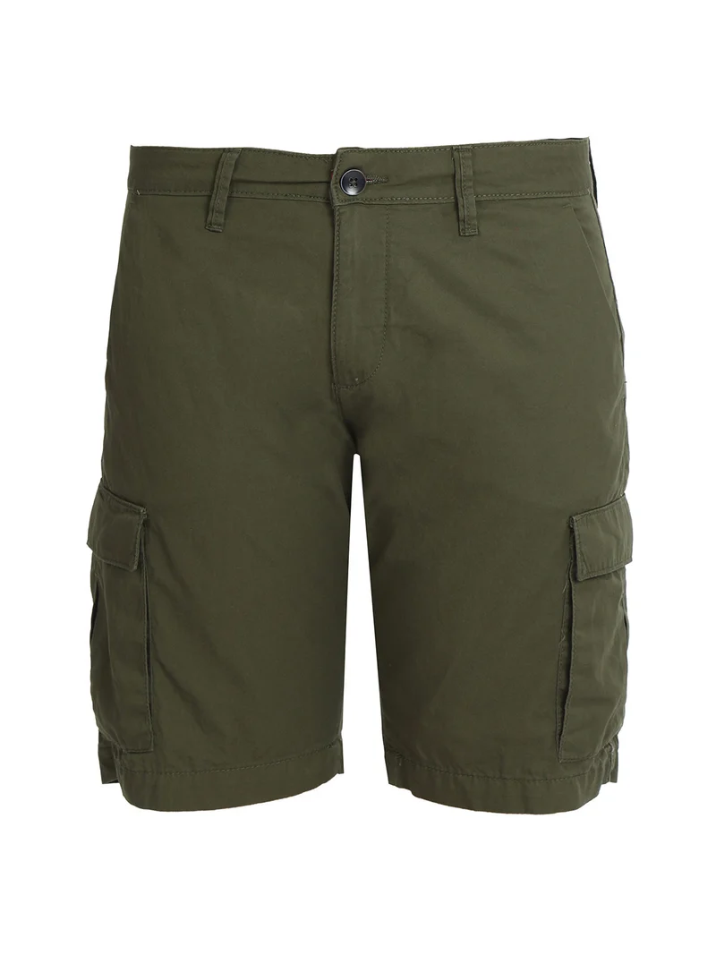Bermuda in cotone da uomo modello cargo - verde