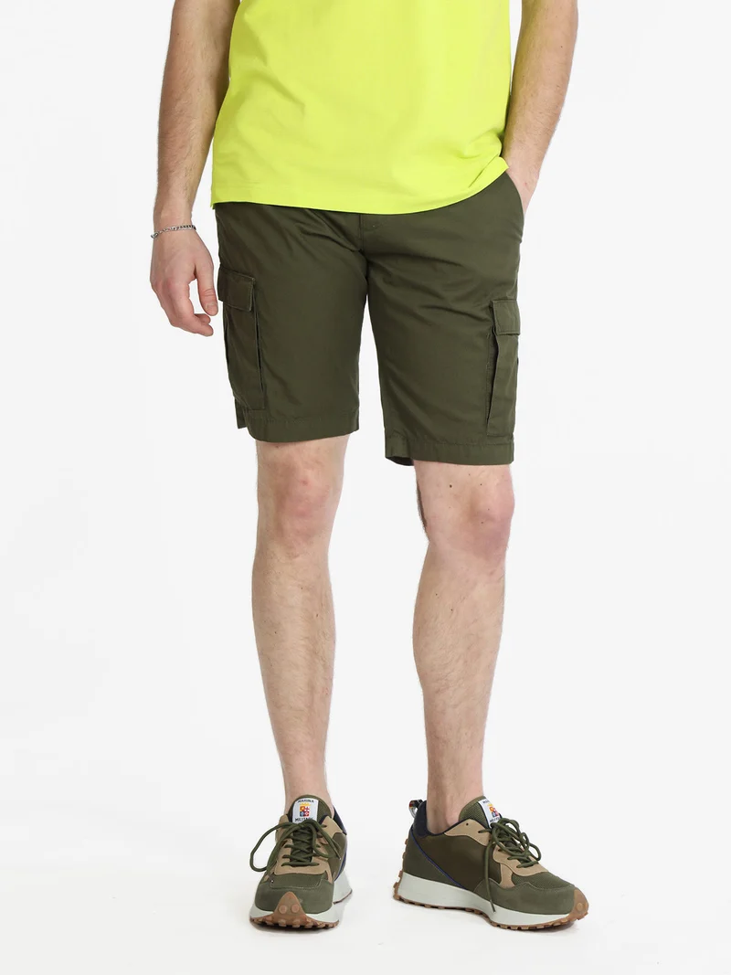 Bermuda in cotone da uomo modello cargo - verde