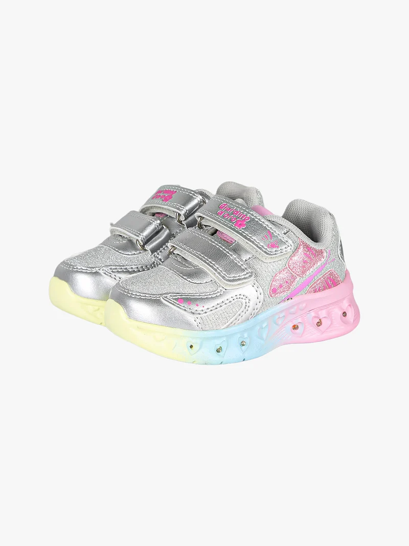 Sneakers da bambina con luci e strappi - argento