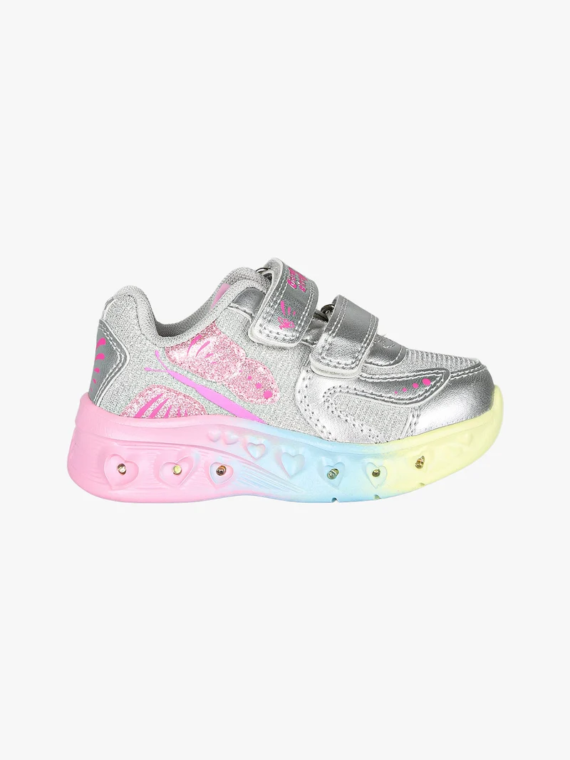 Sneakers da bambina con luci e strappi - argento