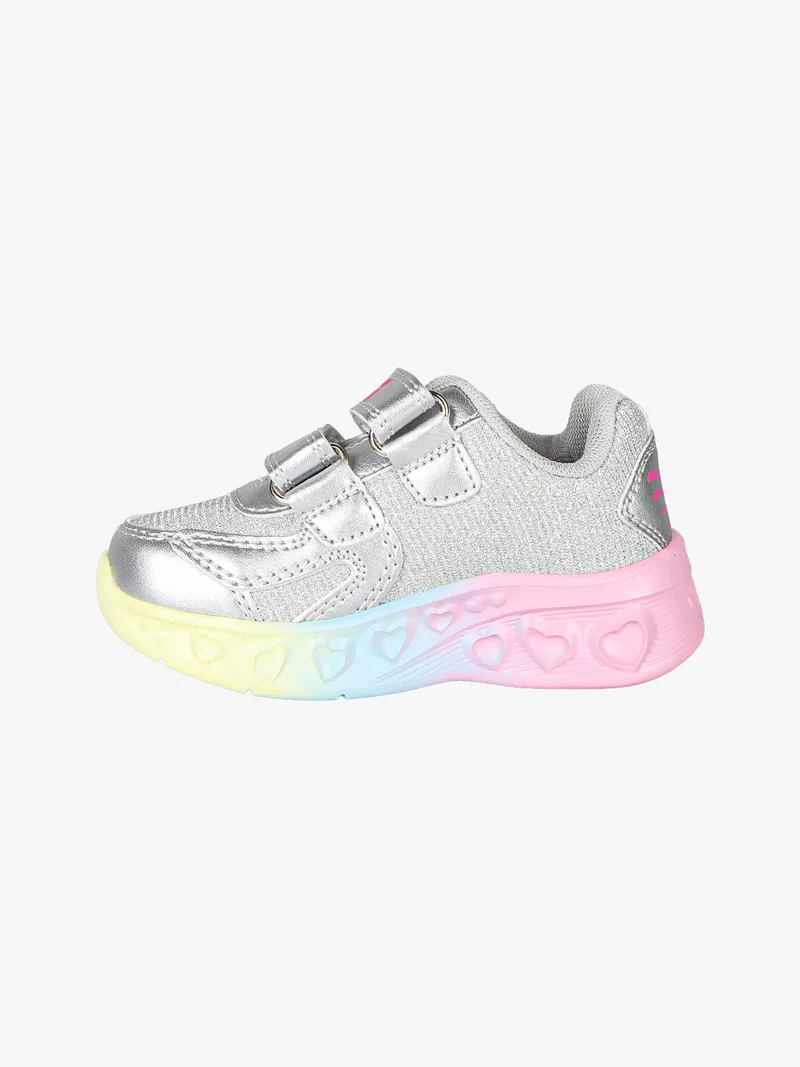 Sneakers da bambina con luci e strappi - argento