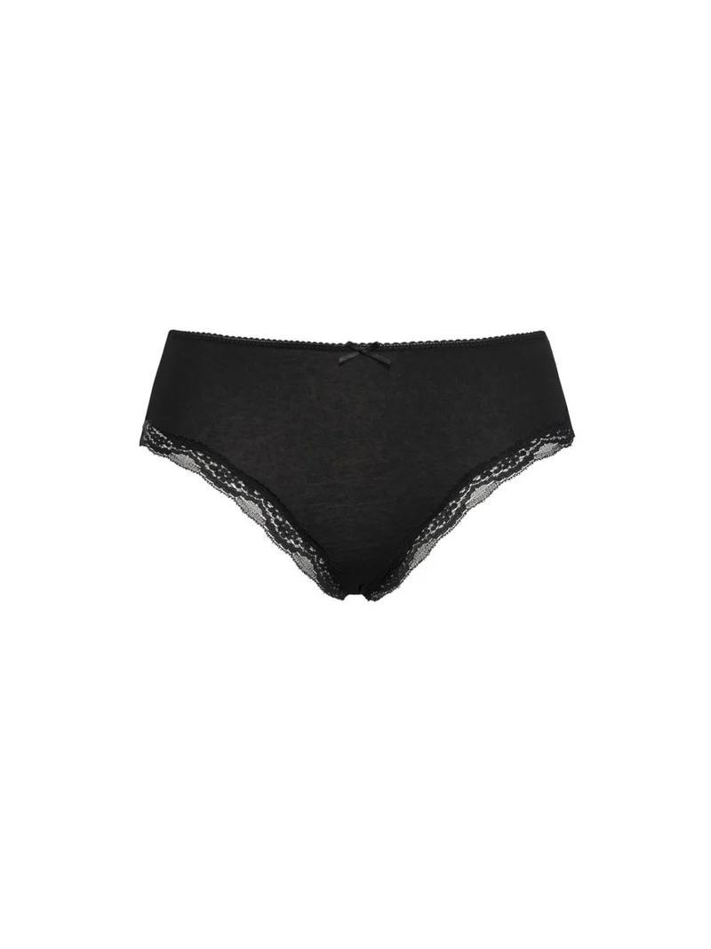 Slip a vita alta con pizzo - nero