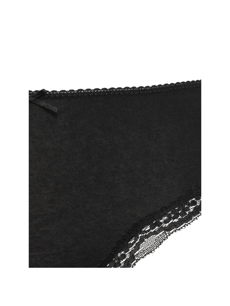 Slip a vita alta con pizzo - nero