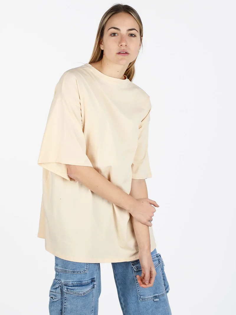 T-shirt donna oversize tinta unita - beige