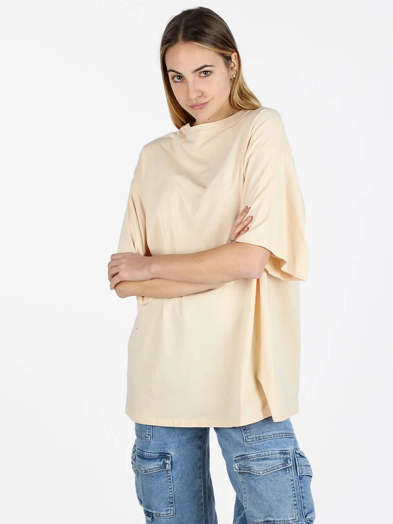 T-shirt donna oversize tinta unita - beige