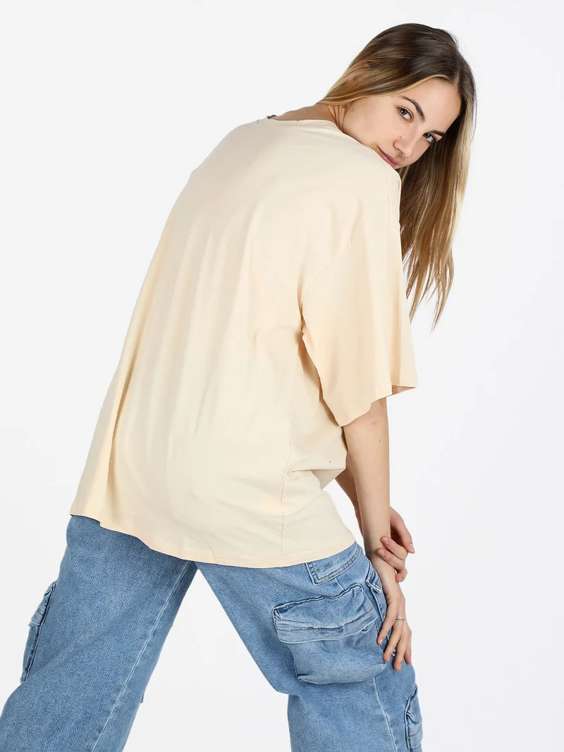 T-shirt donna oversize tinta unita - beige