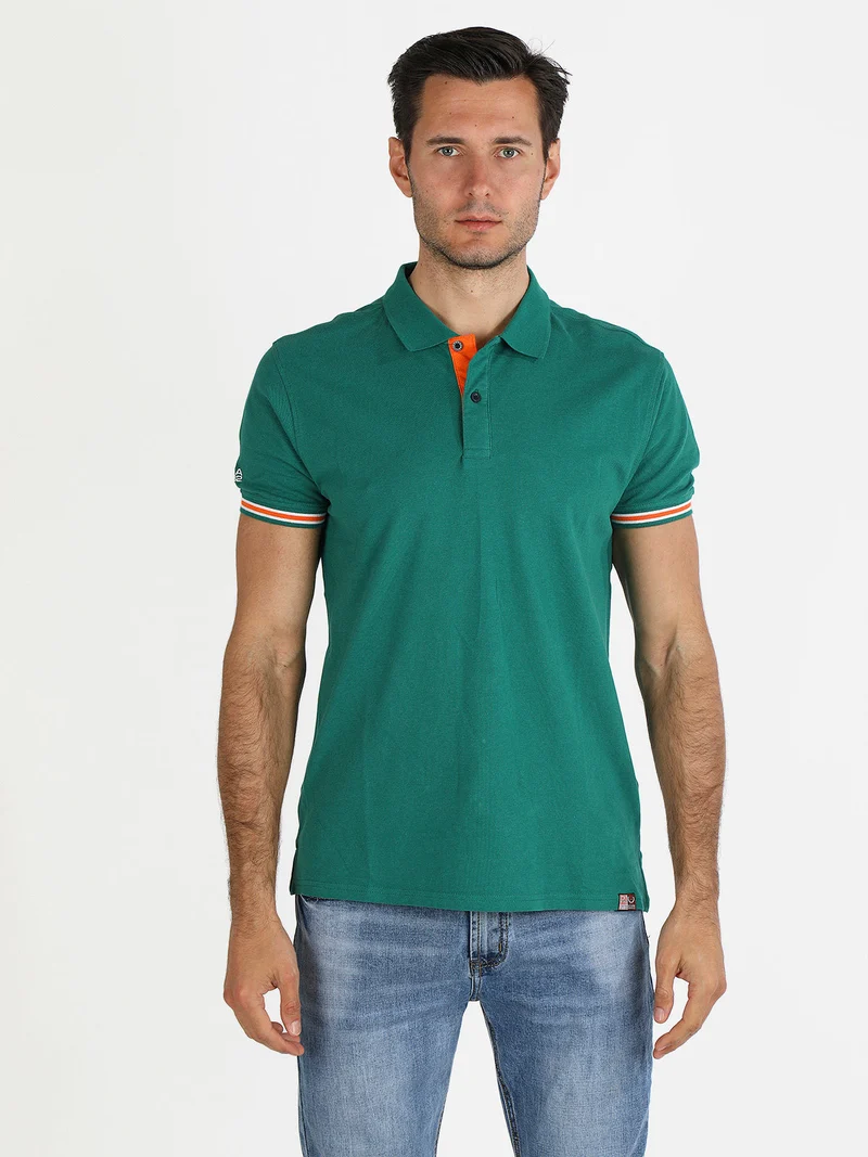 Polo da uomo a maniche corte in cotone - verde