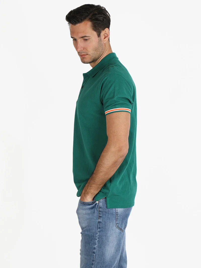 Polo da uomo a maniche corte in cotone - verde