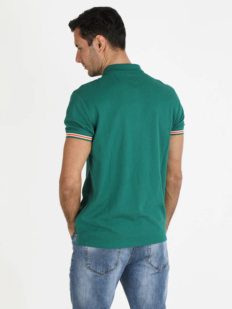 Polo da uomo a maniche corte in cotone - verde