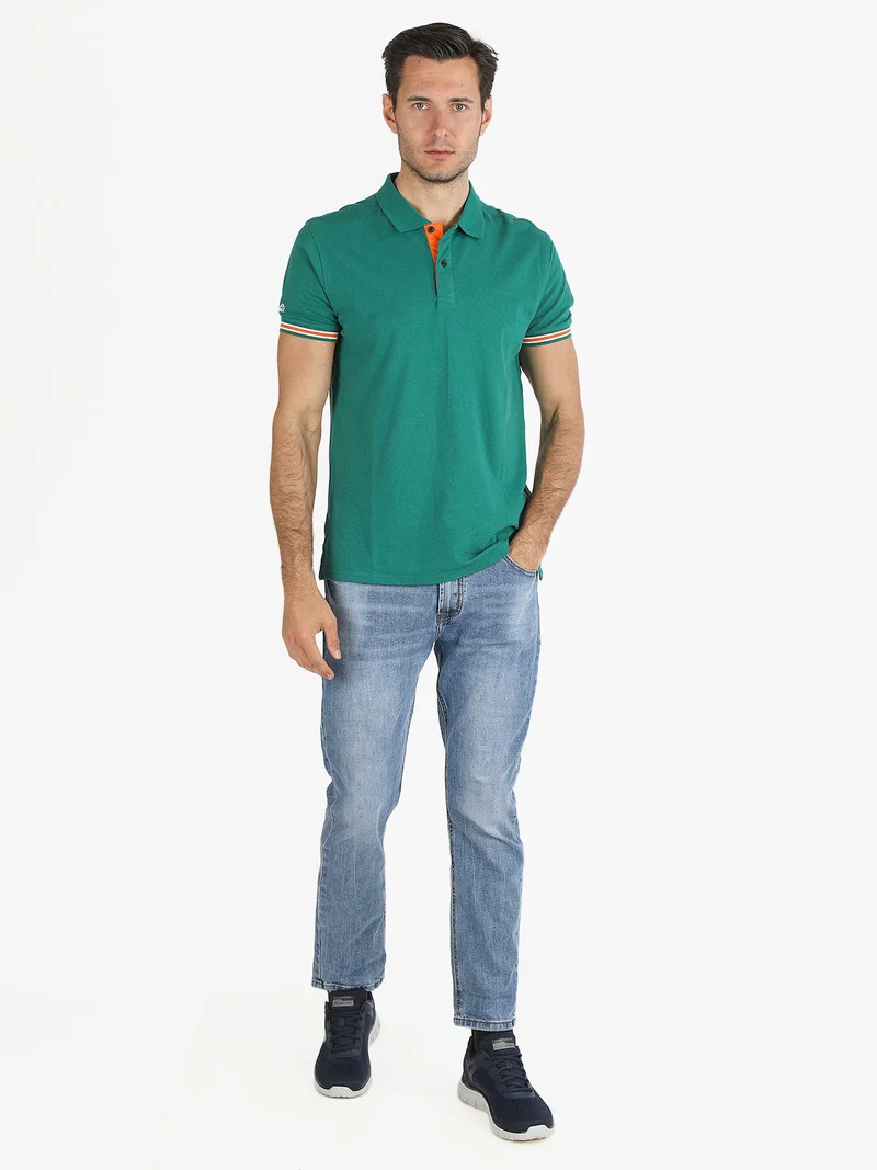 Polo da uomo a maniche corte in cotone - verde