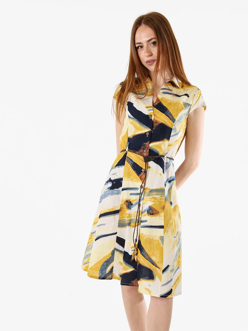 Abito a camicia da donna smanicato con stampe - multicolore