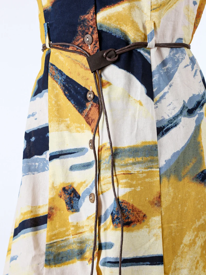 Abito a camicia da donna smanicato con stampe - multicolore
