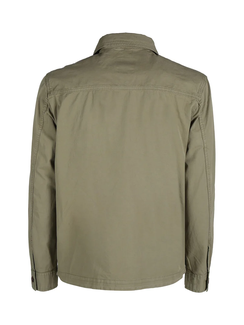 Giacca da uomo in cotone con zip e tasconi - verde