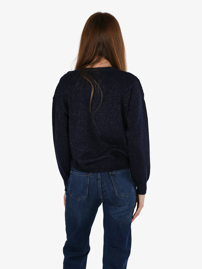 Cardigan donna a trama intrecciata - blu scuro