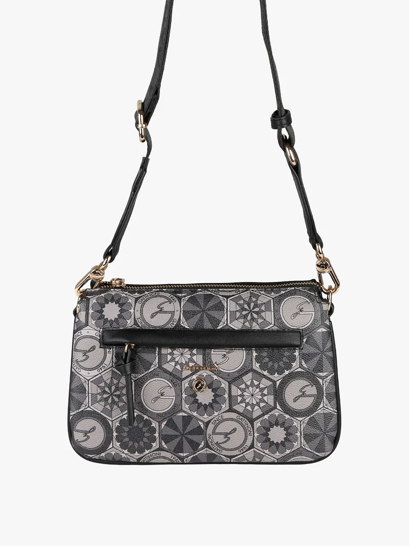 Tracolla donna multitasche con stampe - nero