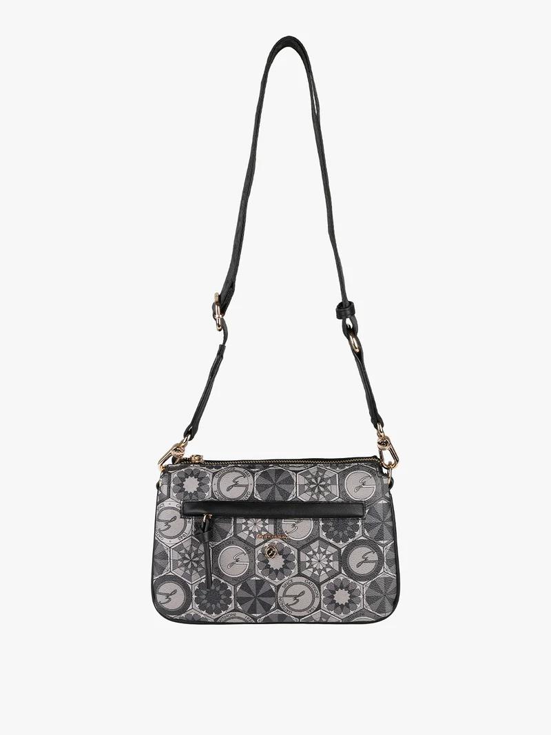 Tracolla donna multitasche con stampe - nero